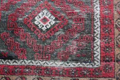 Vintage Worn Red Afghan Wool Rug - Kernow Furniture