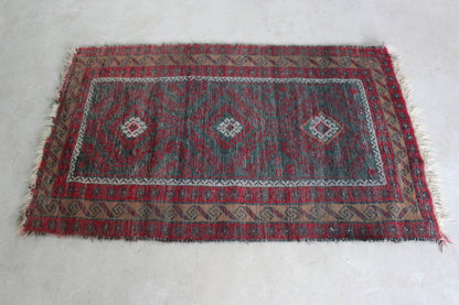 Vintage Worn Red Afghan Wool Rug - Kernow Furniture