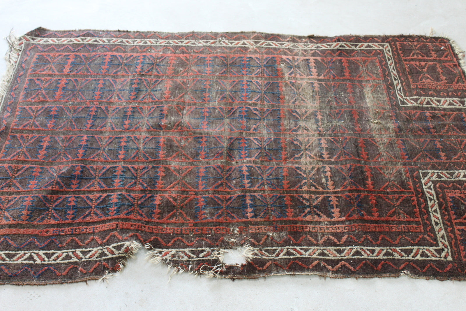 Vintage Worn Afghan Balouch Prayer Rug - Kernow Furniture