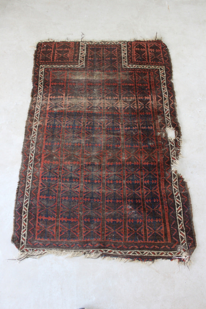 Vintage Worn Afghan Balouch Prayer Rug - Kernow Furniture