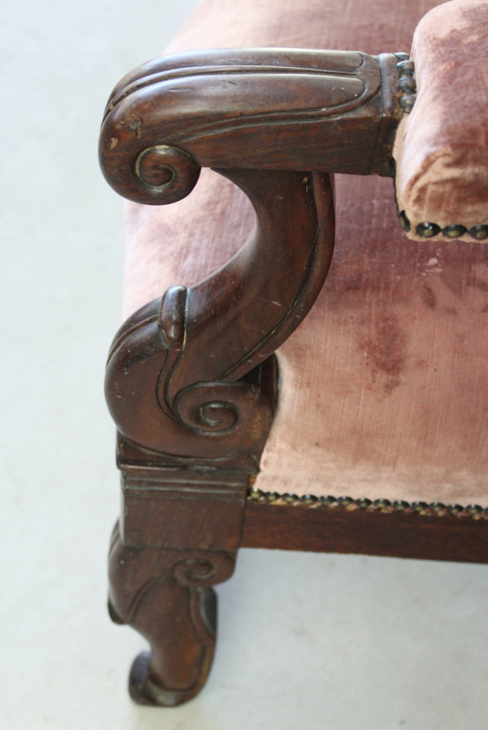 Victorian Mahogany Open Arm Chair - Kernow Furniture