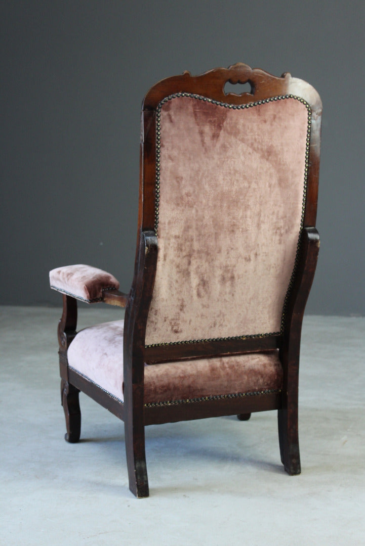 Victorian Mahogany Open Arm Chair - Kernow Furniture