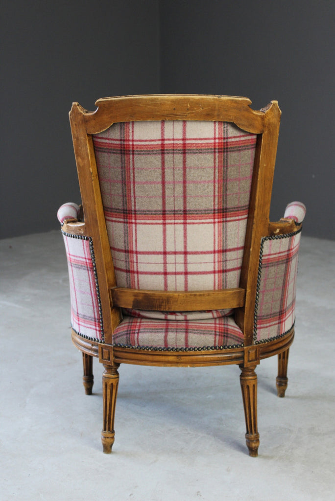 Antique Style Upholstered Tartan Armchair - Kernow Furniture
