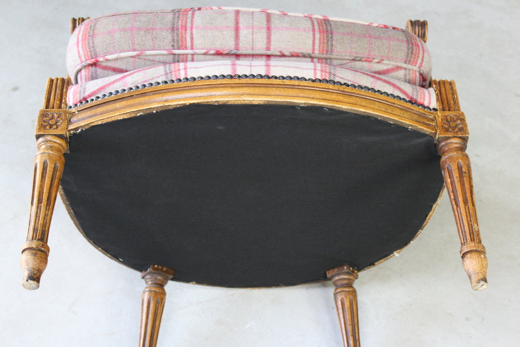 Antique Style Upholstered Tartan Armchair - Kernow Furniture