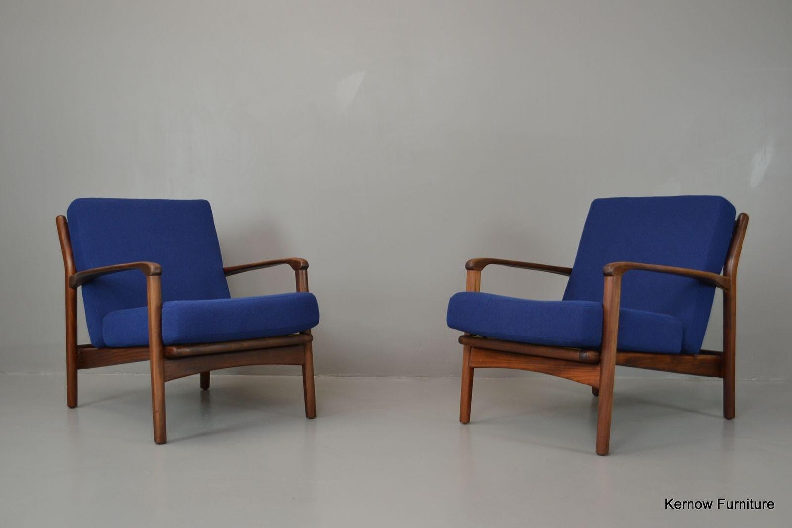 Retro Mid Century Greaves & Thomas Pair Afromosia Armchairs Easy Chairs - Kernow Furniture