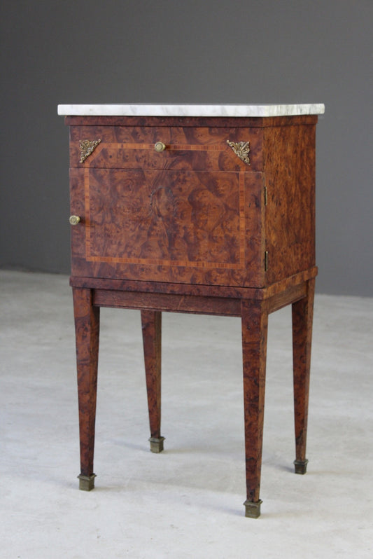 French Marble Top Bedside Cabinet - Kernow Furniture