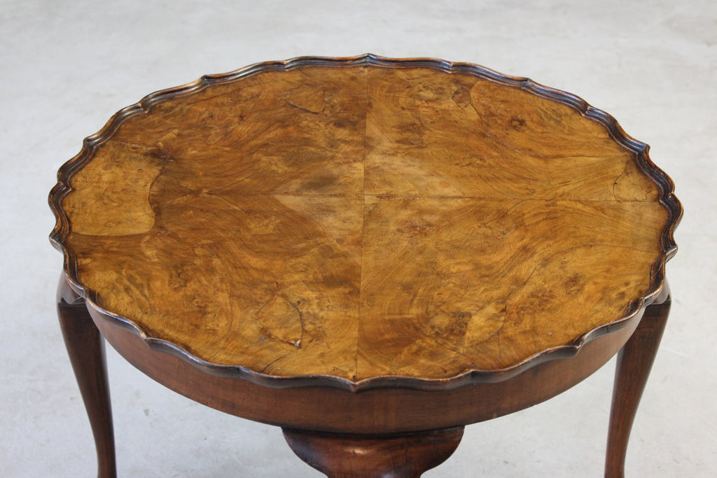 Vintage Walnut Veneer Pie Crust Coffee Table - Kernow Furniture