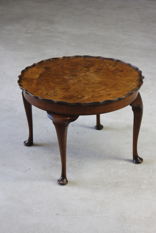 Vintage Walnut Veneer Pie Crust Coffee Table - Kernow Furniture