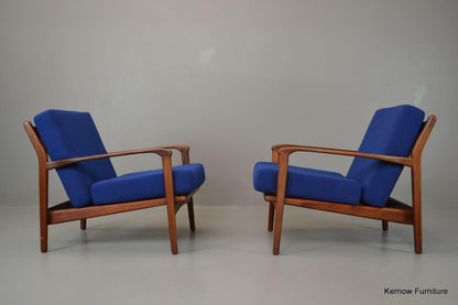 Retro Mid Century Greaves & Thomas Pair Afromosia Armchairs Easy Chairs - Kernow Furniture