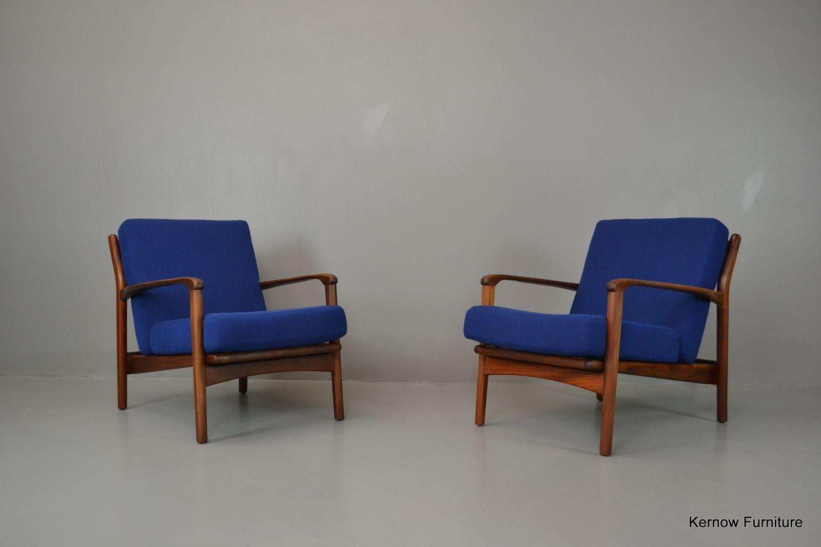 Retro Mid Century Greaves & Thomas Pair Afromosia Armchairs Easy Chairs - Kernow Furniture