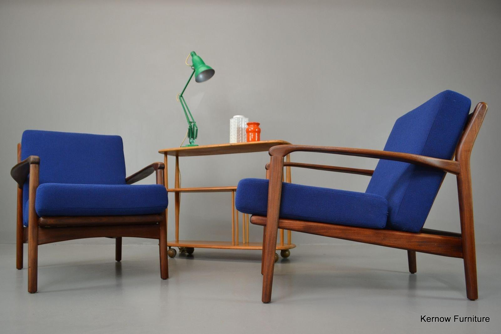 Retro Mid Century Greaves & Thomas Pair Afromosia Armchairs Easy Chairs - Kernow Furniture