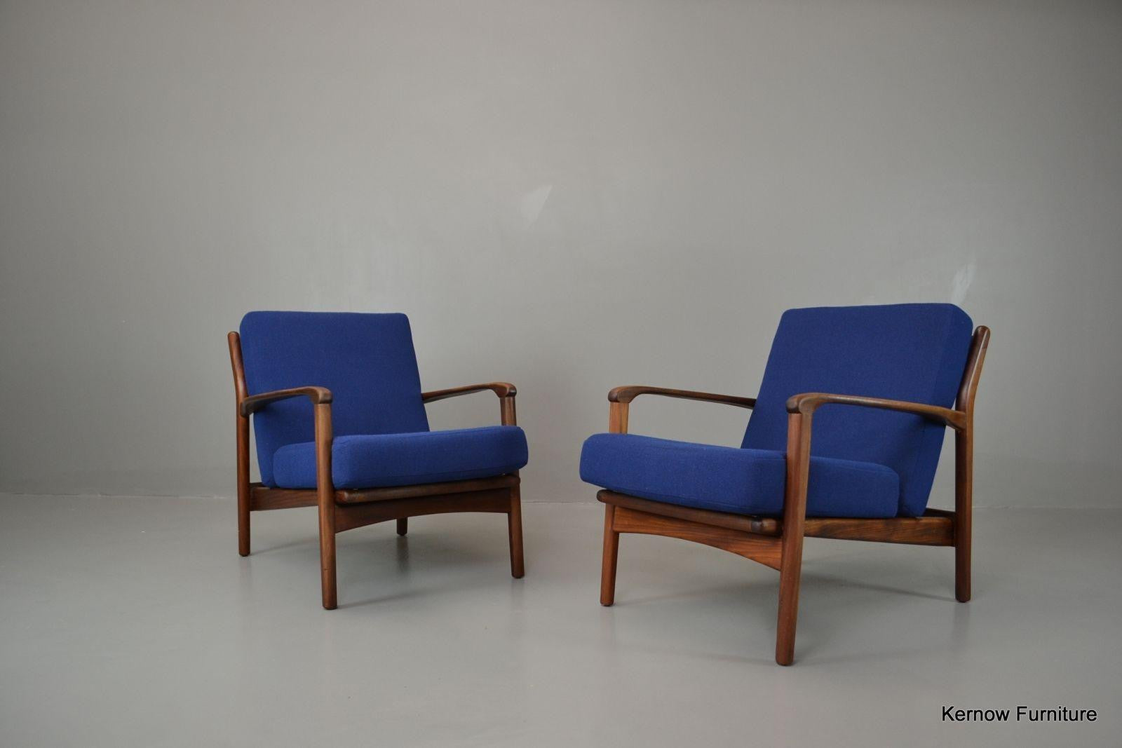 Retro Mid Century Greaves & Thomas Pair Afromosia Armchairs Easy Chairs - Kernow Furniture