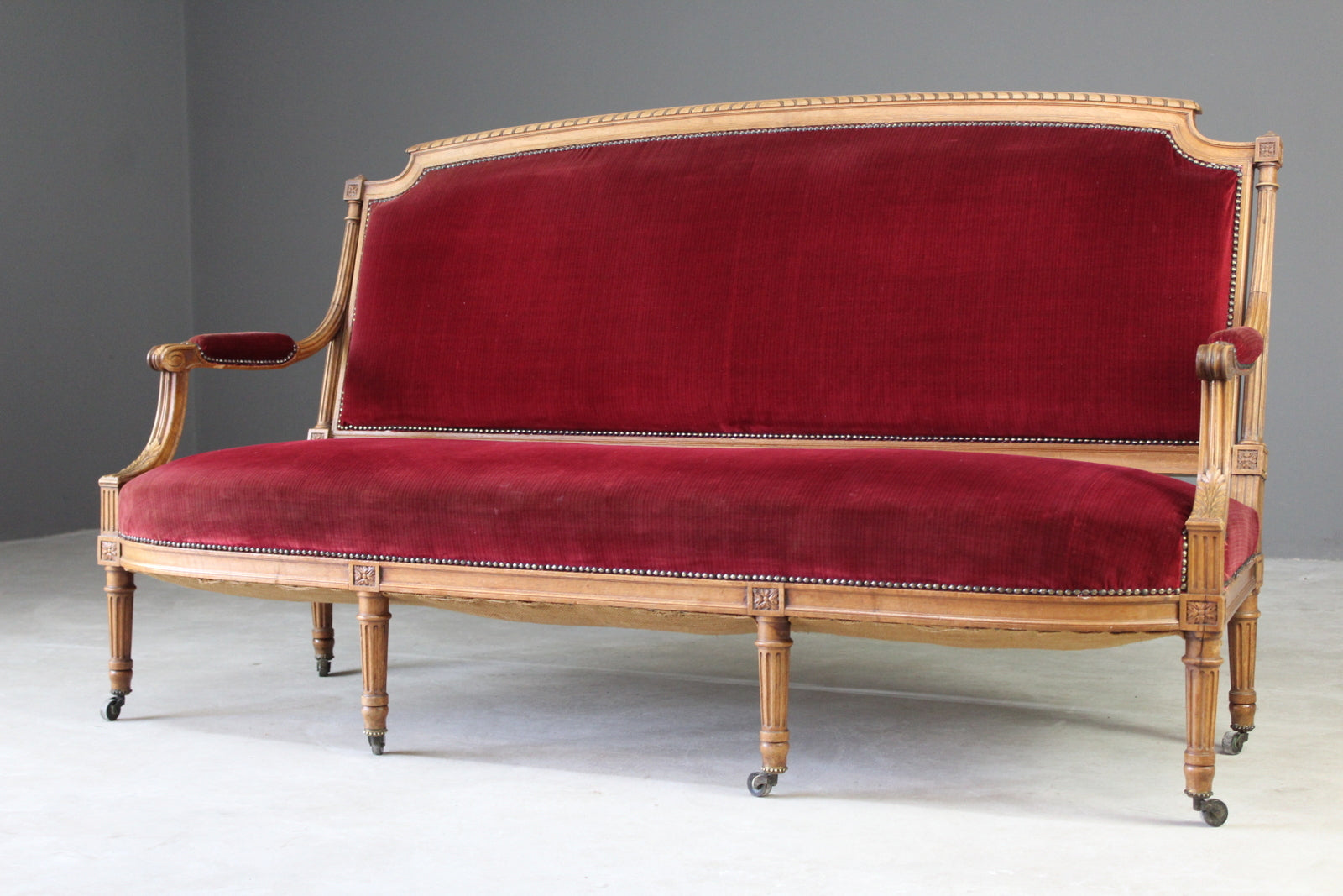 French Style Red Upholstered Sofa - Kernow Furniture