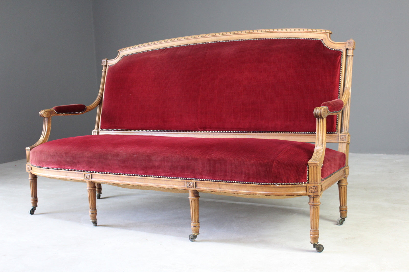 French Style Red Upholstered Sofa - Kernow Furniture