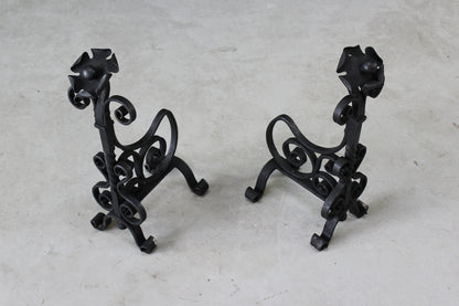 Pair Arts & Crafts Andirons - Kernow Furniture