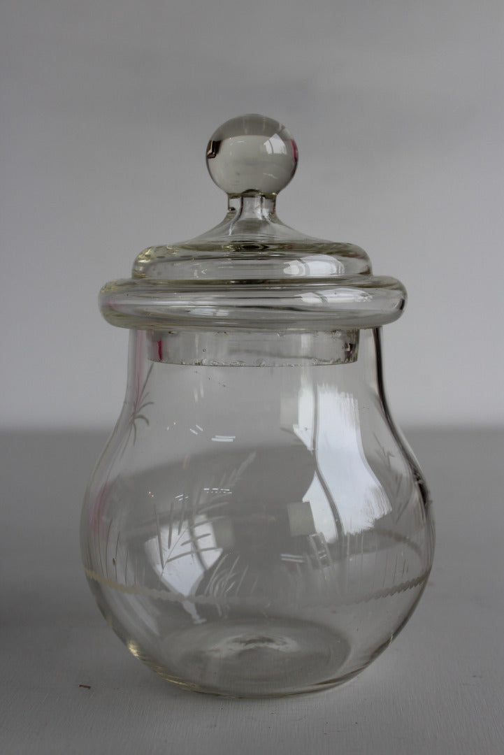 Vintage Etched Glass Preserve Pot - Kernow Furniture