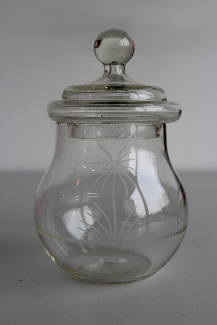 Vintage Etched Glass Preserve Pot - Kernow Furniture