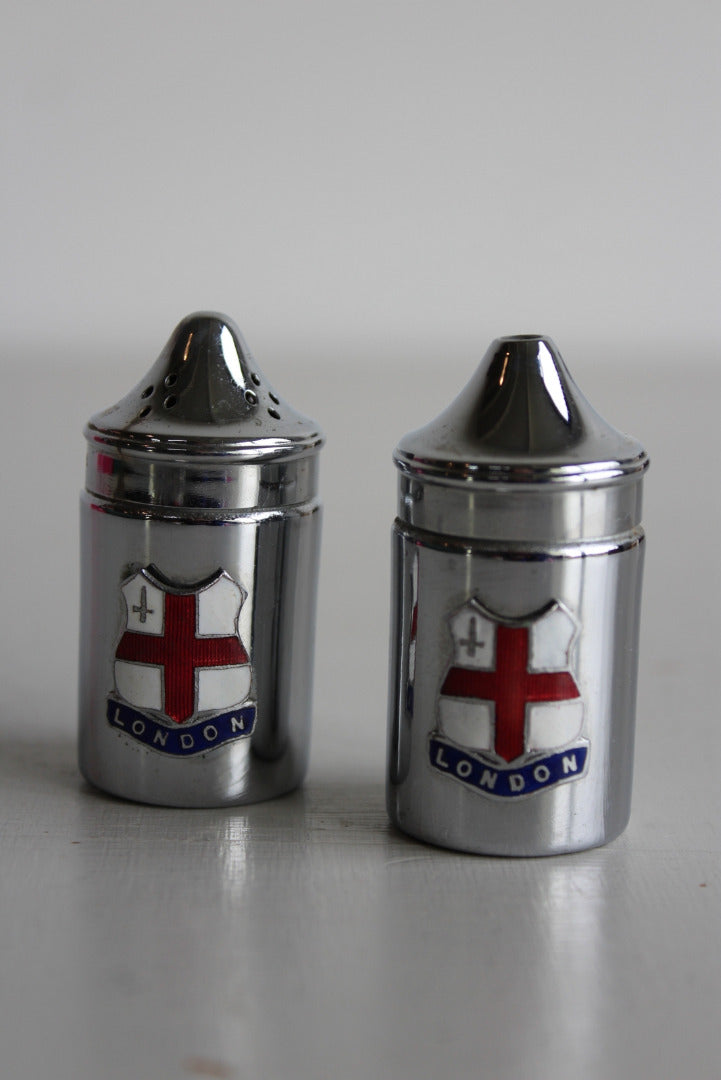 Vintage Chrome Salt & Pepper Pots - Kernow Furniture