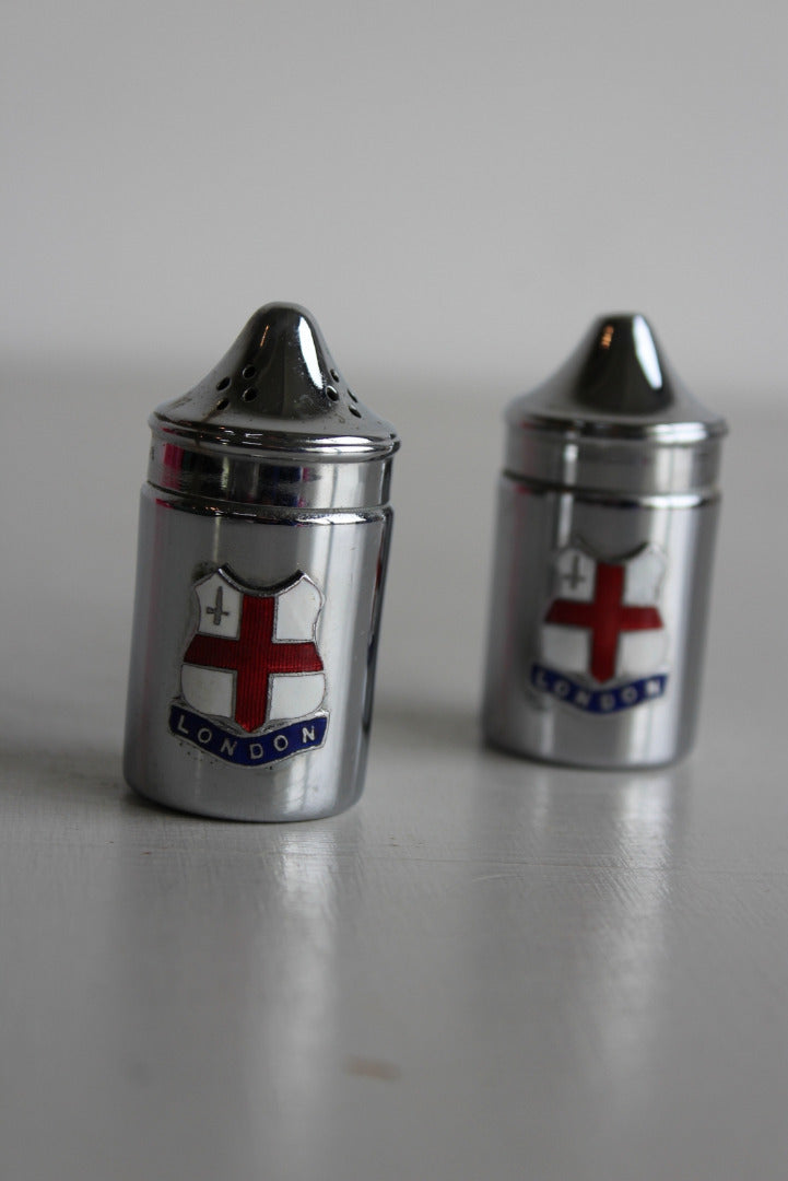 Vintage Chrome Salt & Pepper Pots - Kernow Furniture