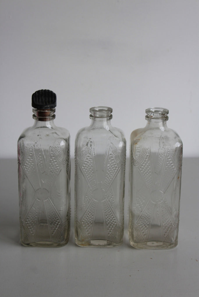 3 x Vintage Glass Cordial Bottles - Kernow Furniture