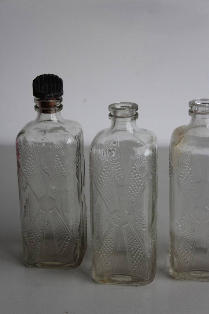 3 x Vintage Glass Cordial Bottles - Kernow Furniture