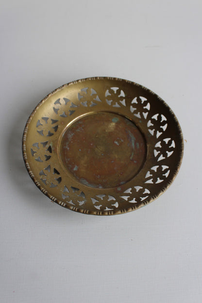 Vintage Pierced Brass Plate - Kernow Furniture