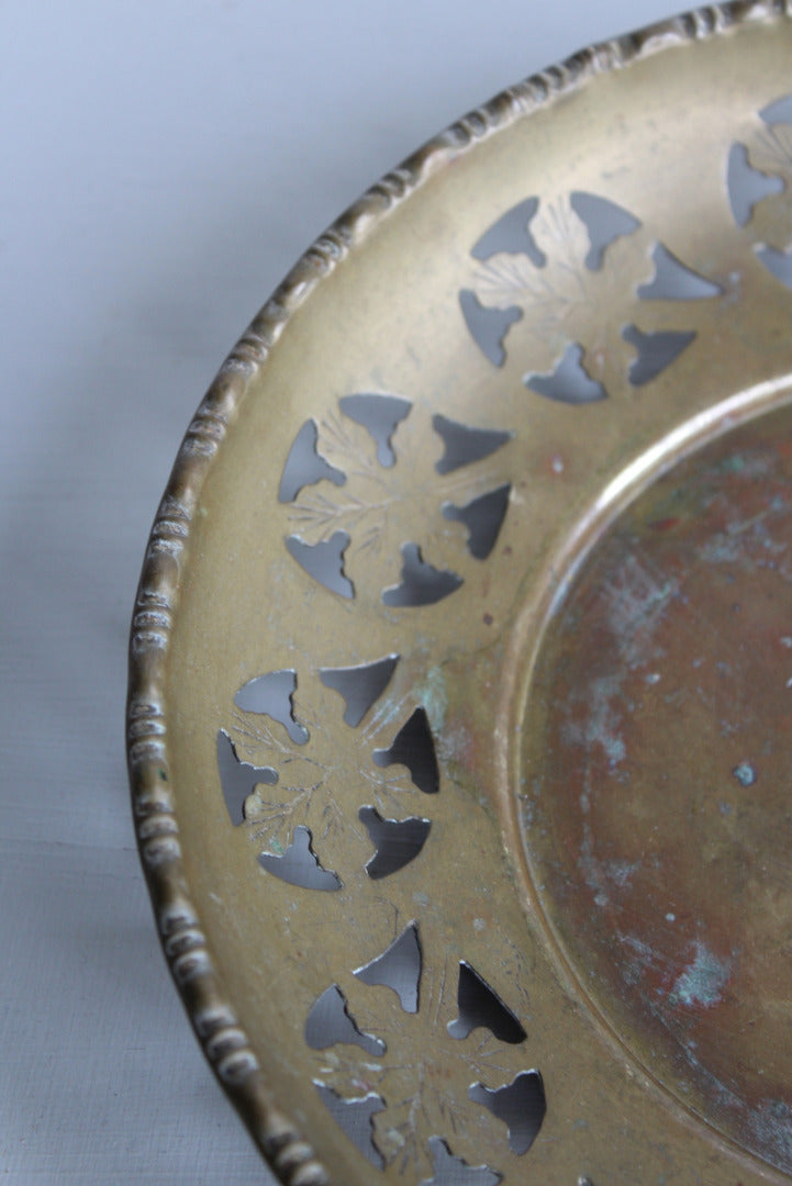 Vintage Pierced Brass Plate - Kernow Furniture