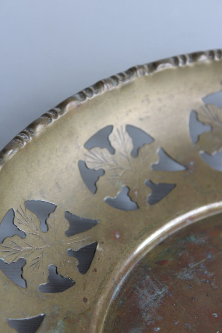 Vintage Pierced Brass Plate - Kernow Furniture