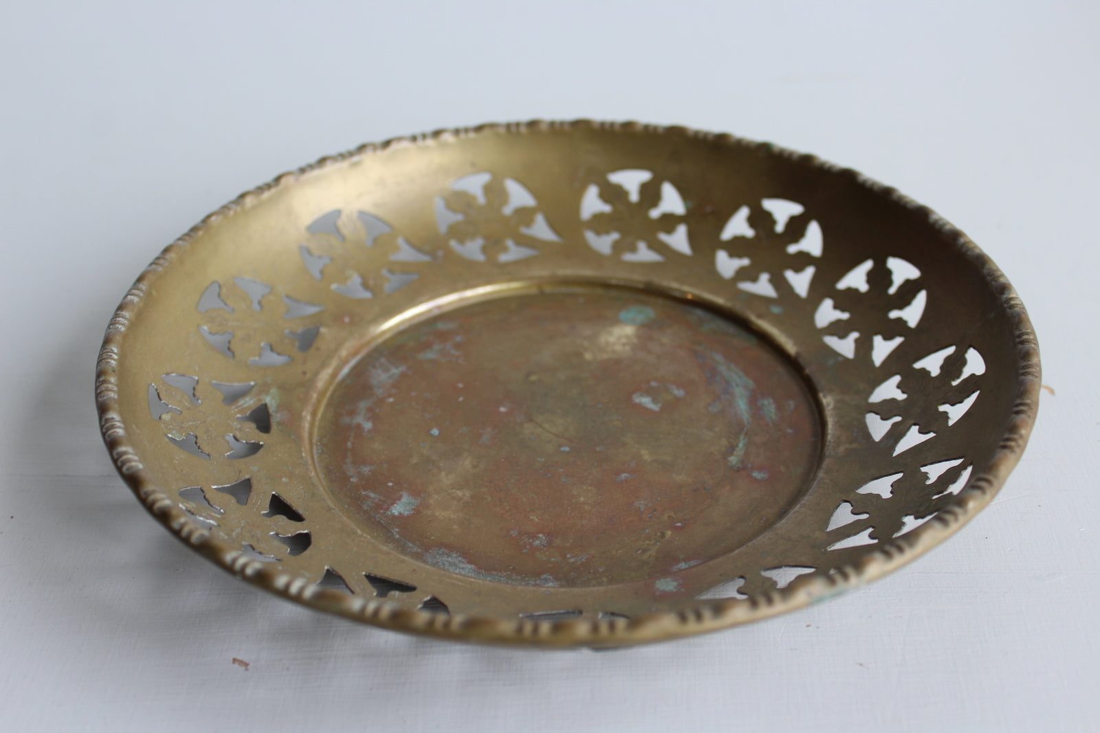 Vintage Pierced Brass Plate - Kernow Furniture