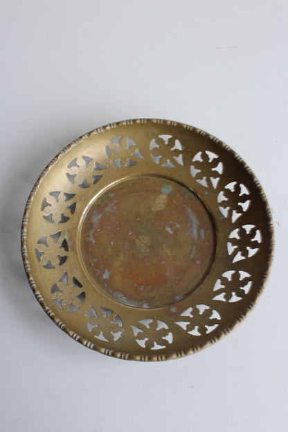 Vintage Pierced Brass Plate - Kernow Furniture