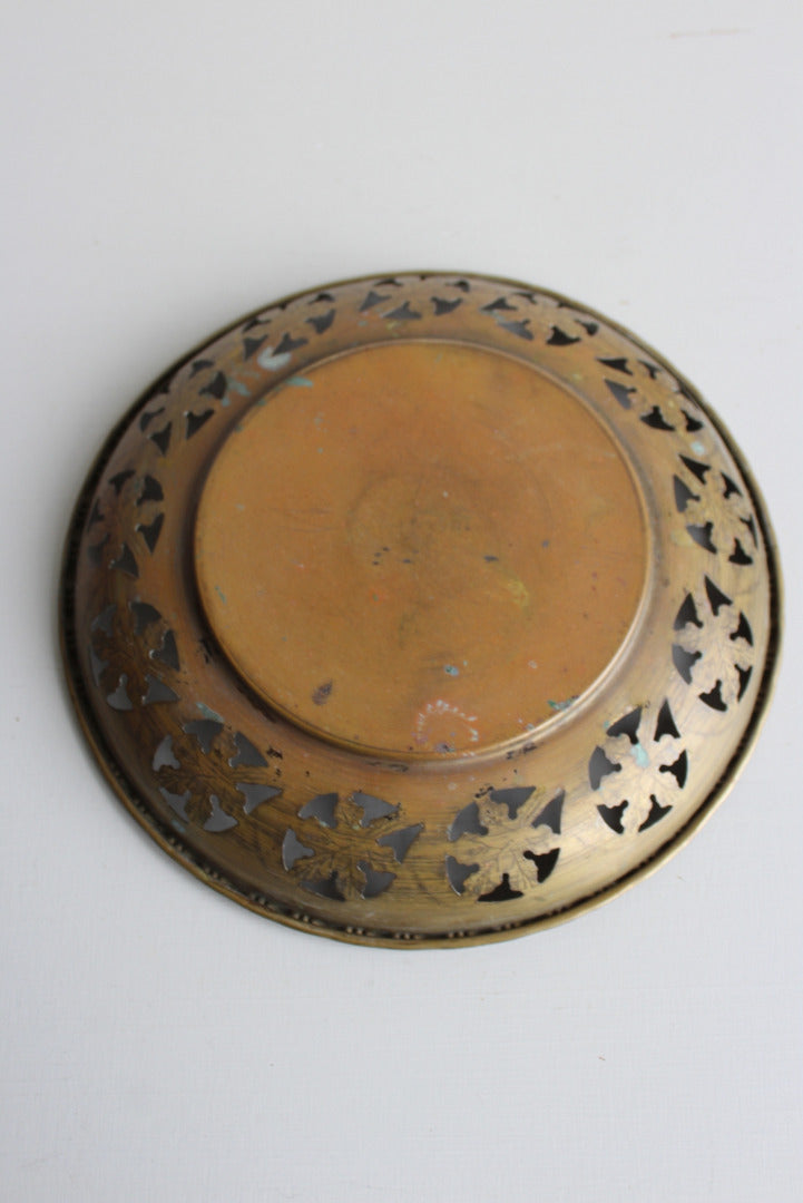 Vintage Pierced Brass Plate - Kernow Furniture