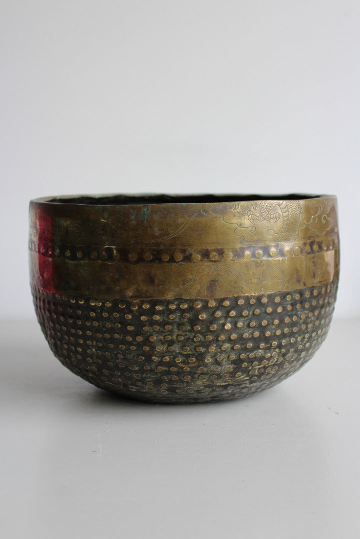 Hammered Brass Pot - Kernow Furniture