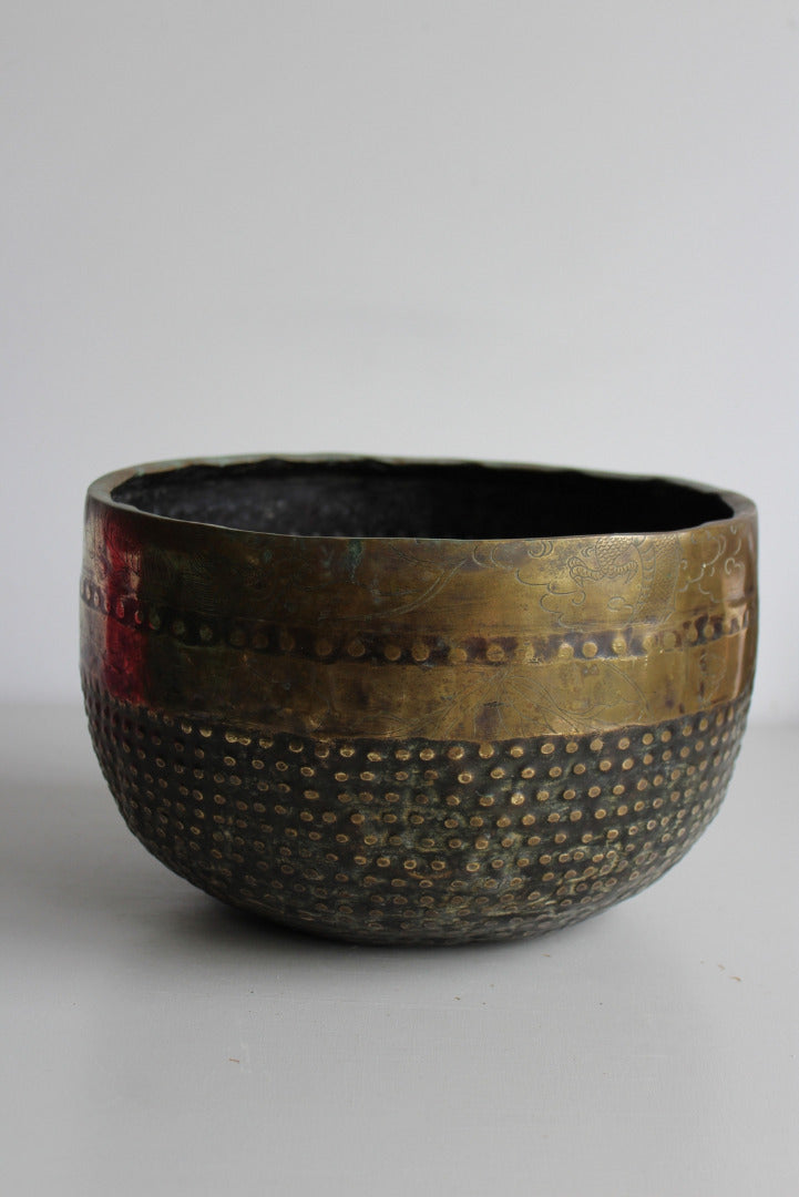 Hammered Brass Pot - Kernow Furniture