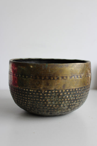 Hammered Brass Pot - Kernow Furniture