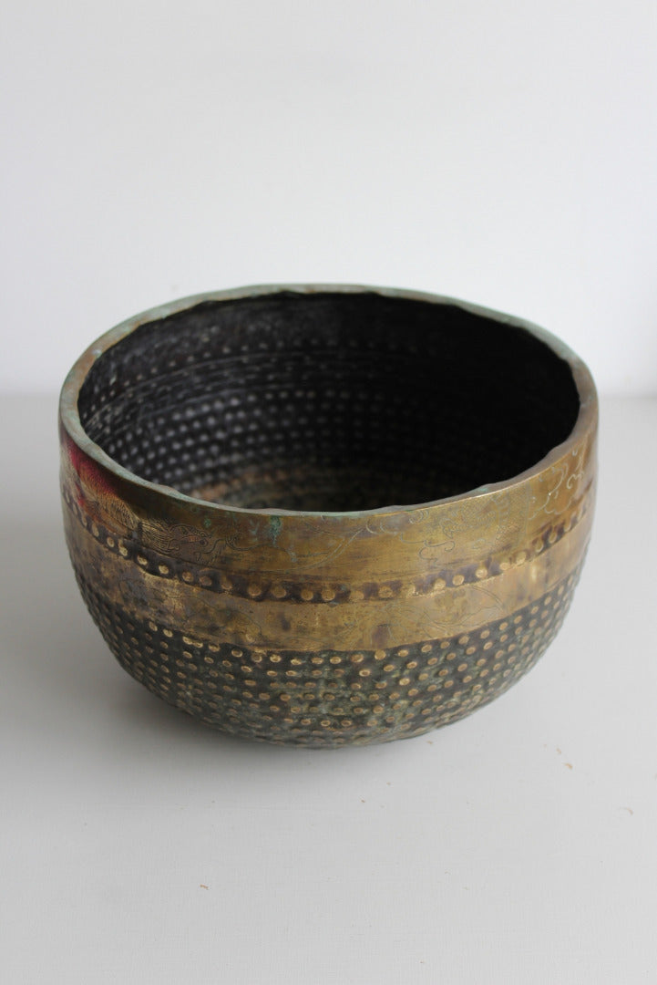 Hammered Brass Pot - Kernow Furniture