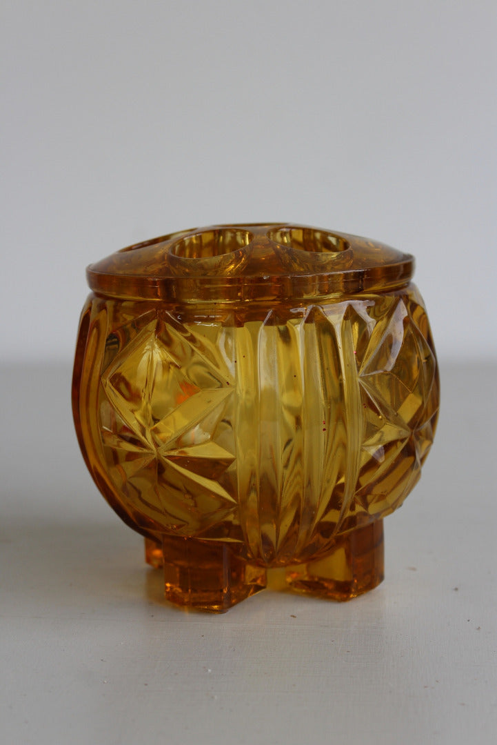 Vintage Amber Glass Posy Pot - Kernow Furniture