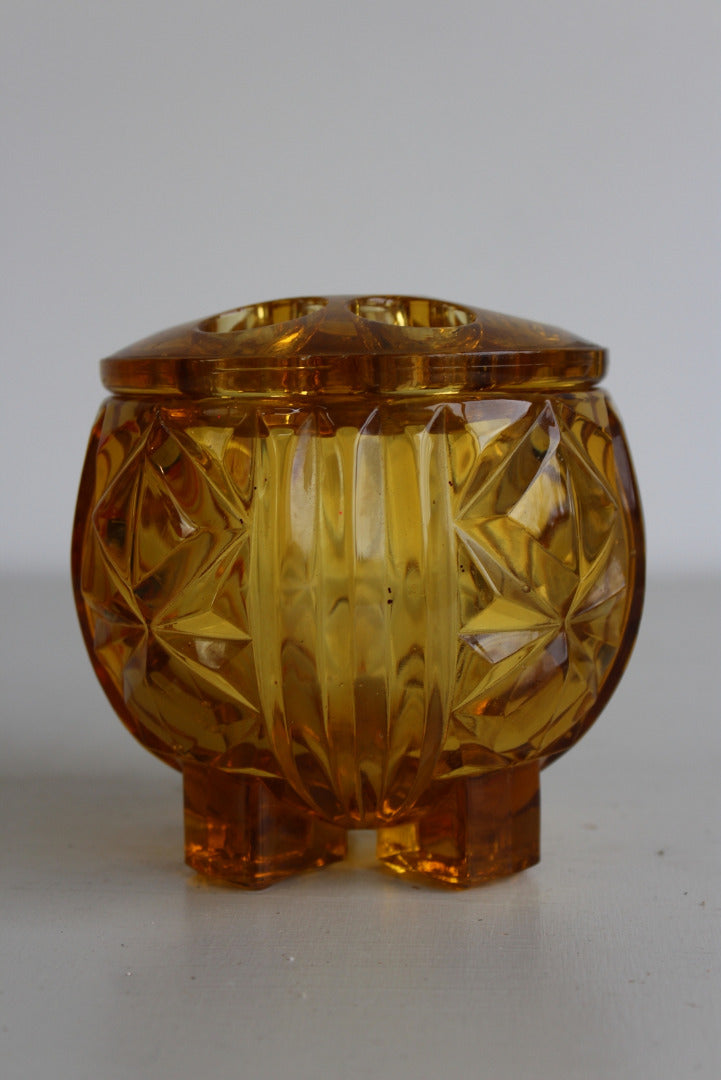 Vintage Amber Glass Posy Pot - Kernow Furniture