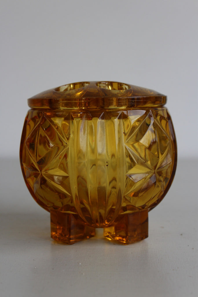 Vintage Amber Glass Posy Pot - Kernow Furniture