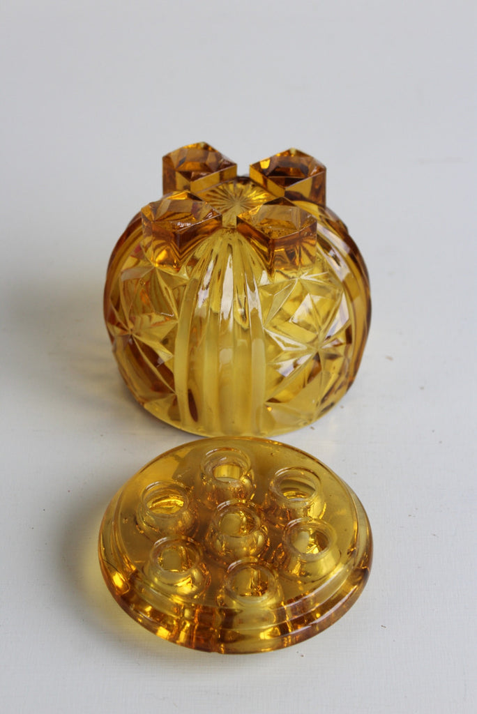 Vintage Amber Glass Posy Pot - Kernow Furniture