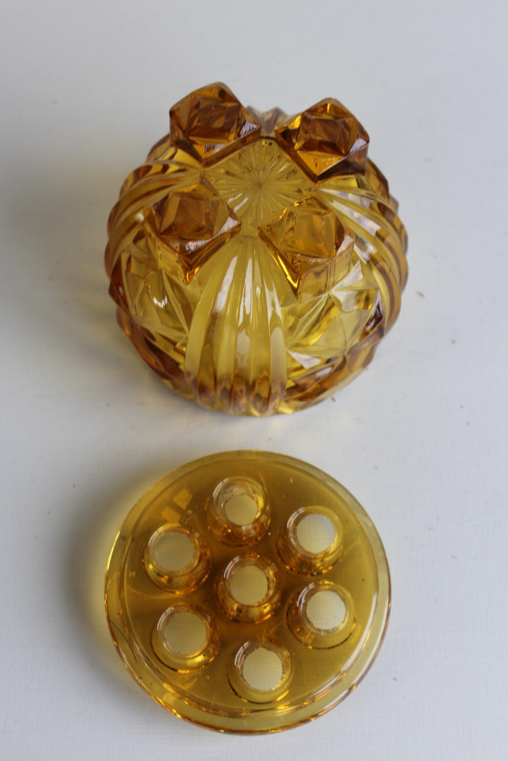 Vintage Amber Glass Posy Pot - Kernow Furniture