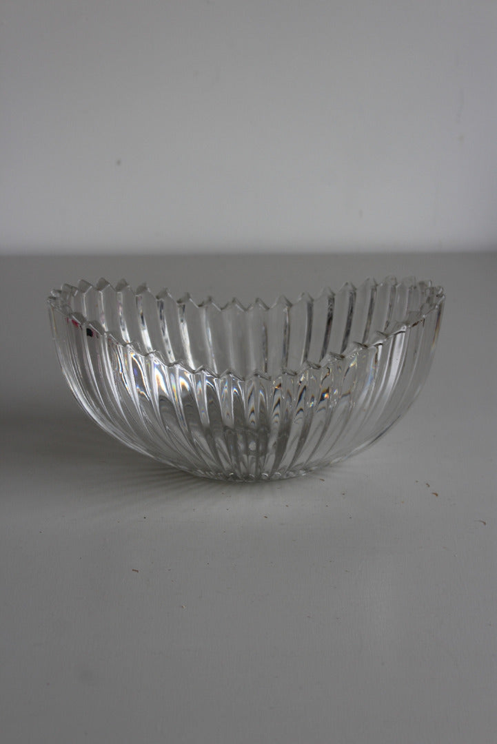 Vintage Ribbed Glass Flower Bowl - Kernow Furniture