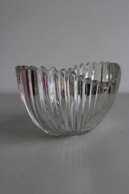 Vintage Ribbed Glass Flower Bowl - Kernow Furniture