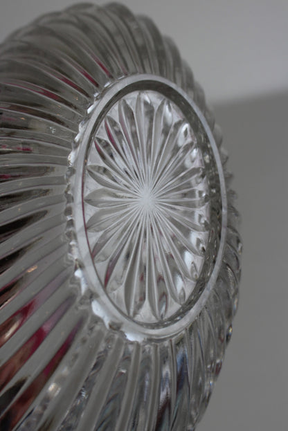 Vintage Ribbed Glass Flower Bowl - Kernow Furniture