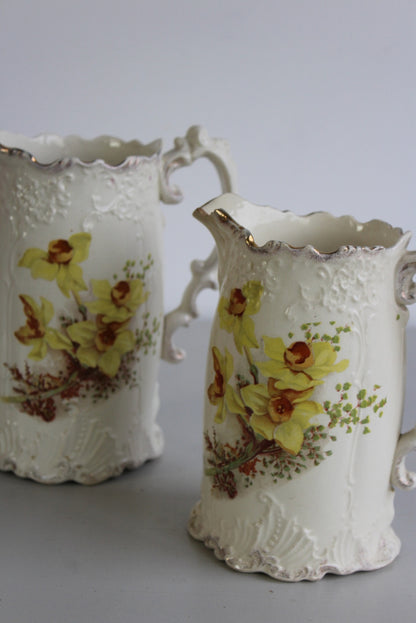 Pair Victorian Daffodil Jugs - Kernow Furniture