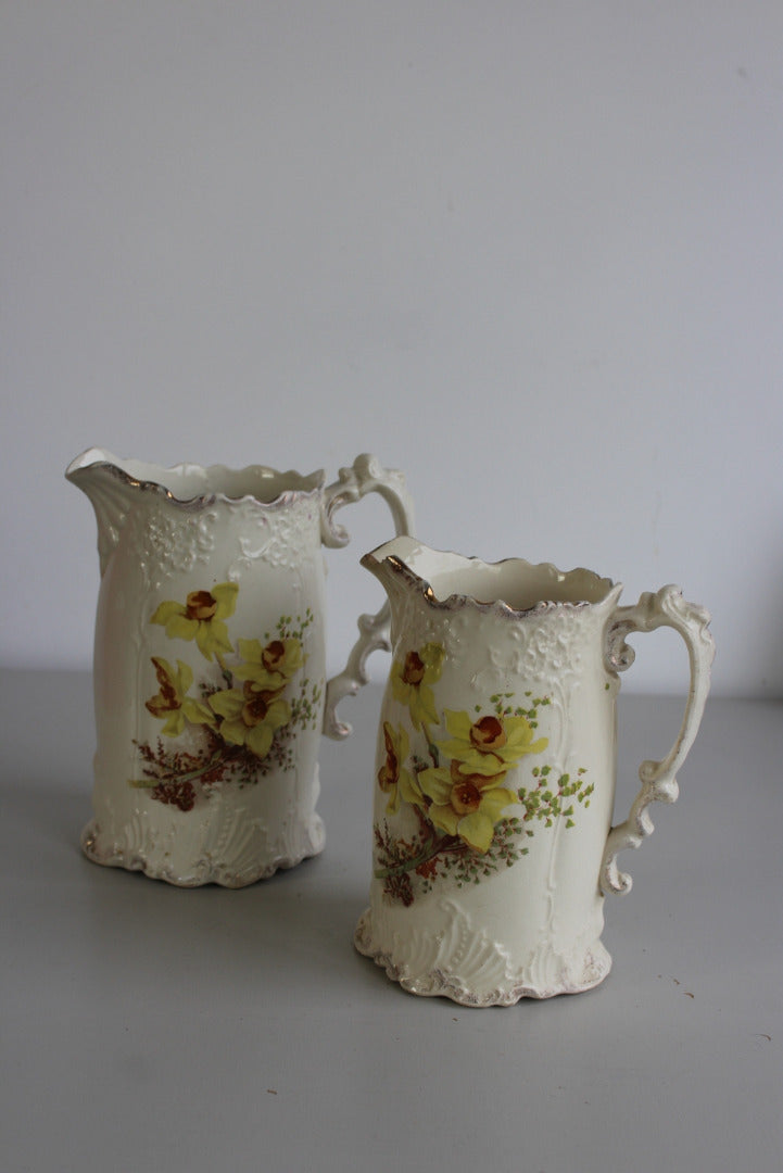 Pair Victorian Daffodil Jugs - Kernow Furniture