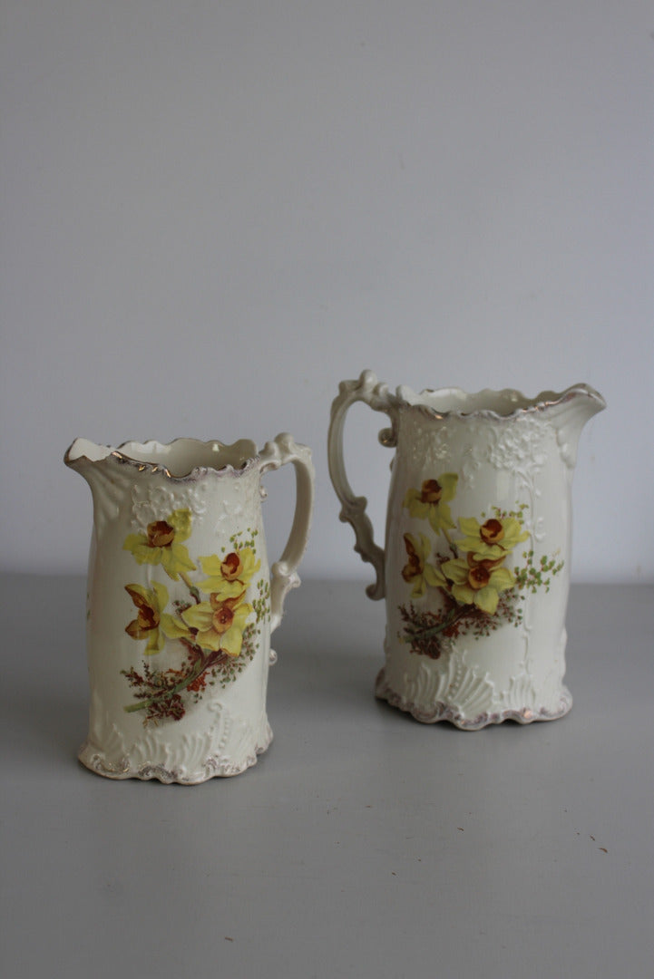 Pair Victorian Daffodil Jugs - Kernow Furniture