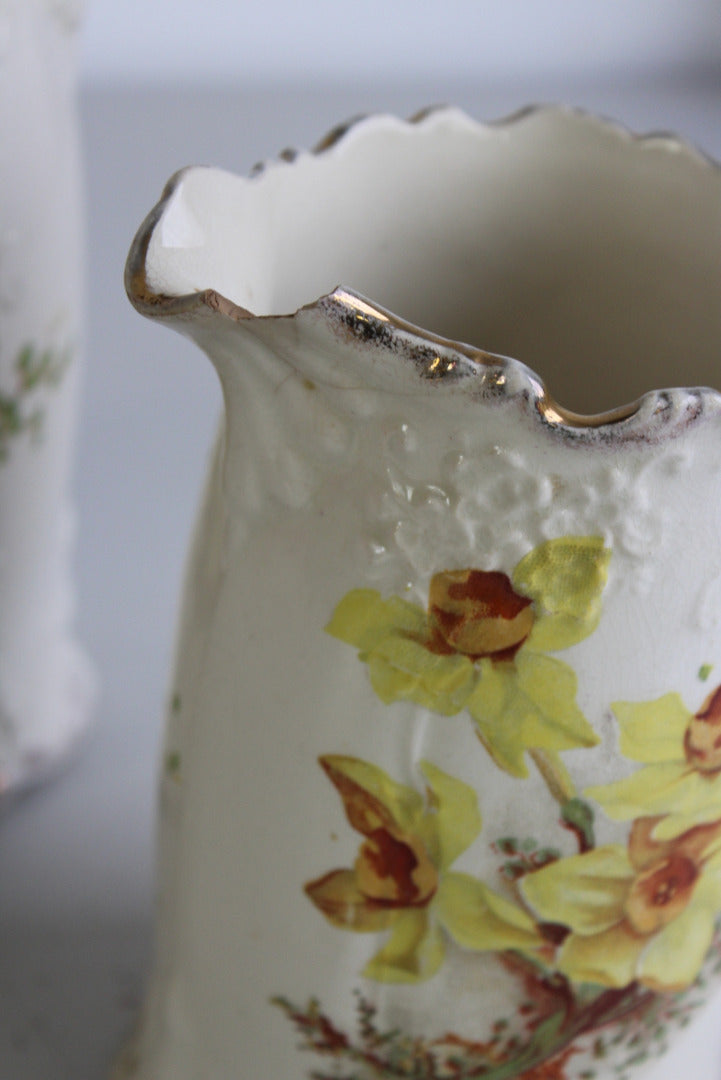 Pair Victorian Daffodil Jugs - Kernow Furniture