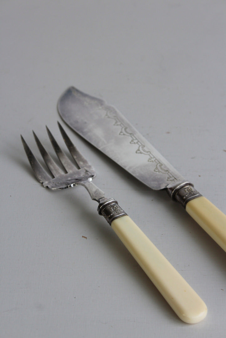 EPNS Fish Serving Knife & Fork - Kernow Furniture