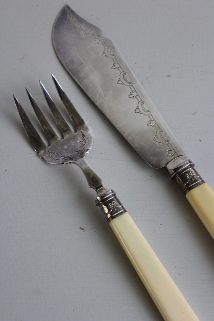 EPNS Fish Serving Knife & Fork - Kernow Furniture