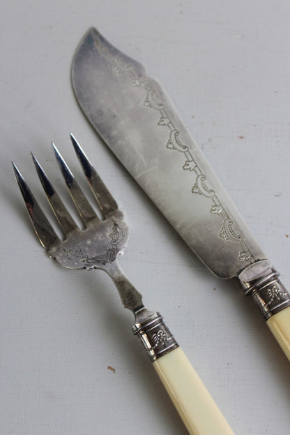 EPNS Fish Serving Knife & Fork - Kernow Furniture